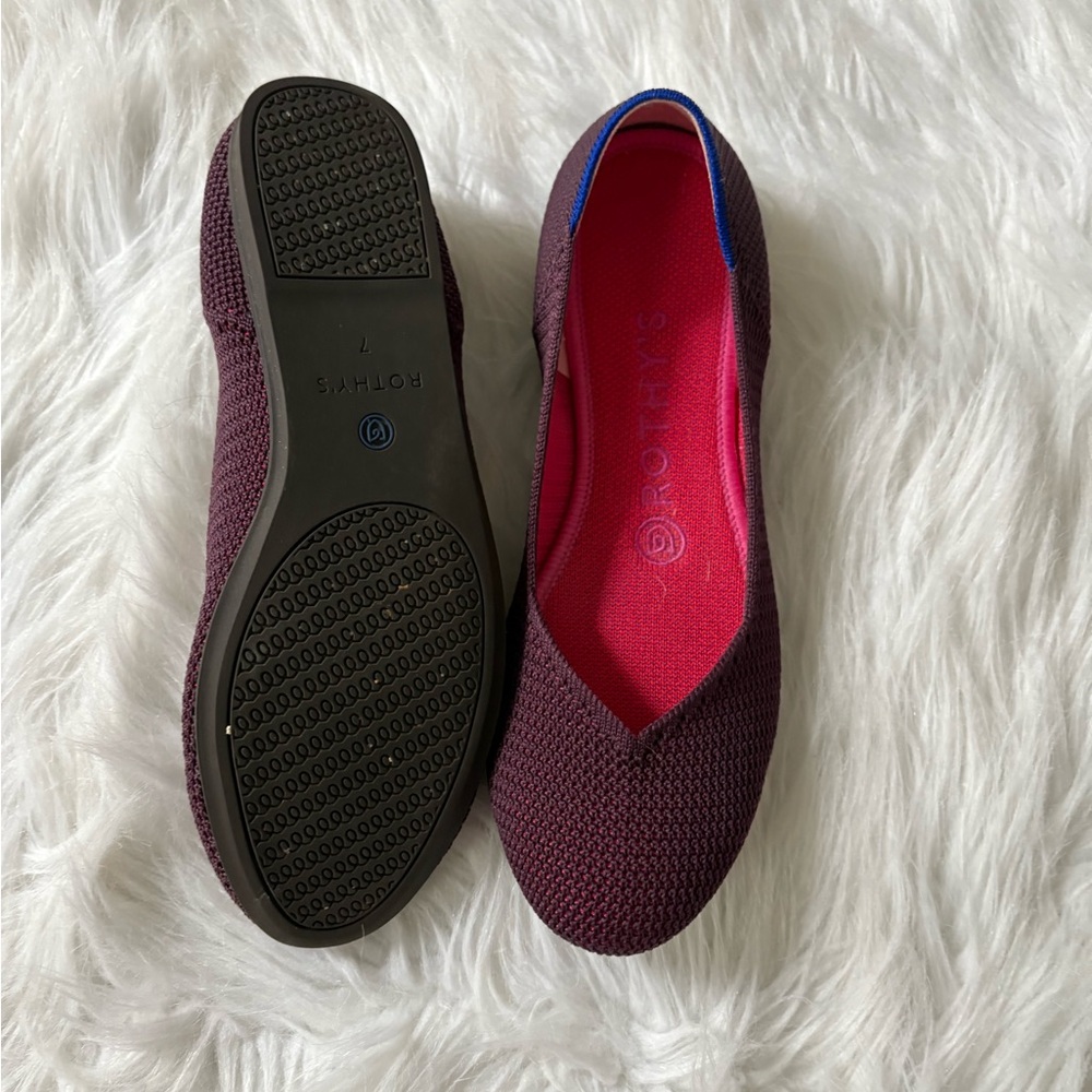 Rothy's Burgundy Knit Flats with Pink Insole - Picture 2 of 4